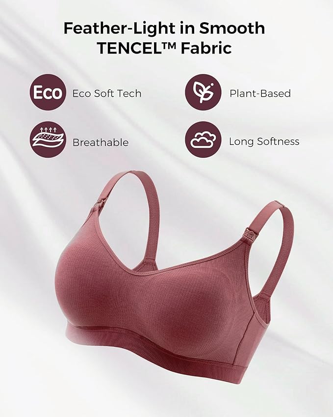 Momcozy Hands-Free Pumping Bra, Wireless & Seamless Breast Pump Bra, Breathable Tencel™ Fabric & Fully Fixed Cups
