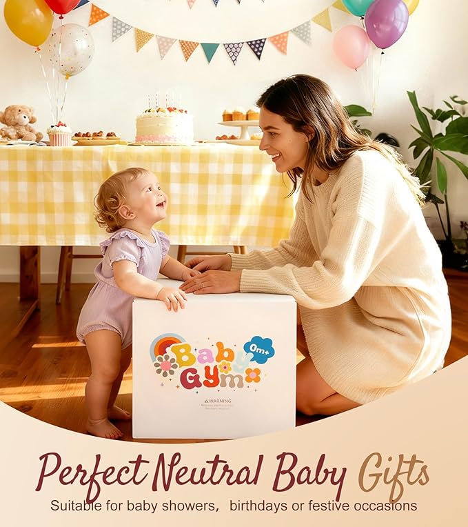 Mallify 5-in-1 Plush Baby Play Gym, Baby Play Mat, Convertible Baby Gym with Blanket and 6 Toys, Tummy time mat, Baby Activity Center from Newborn to Toddler, Baby Gym, Baby Newborn Essentials,Cream