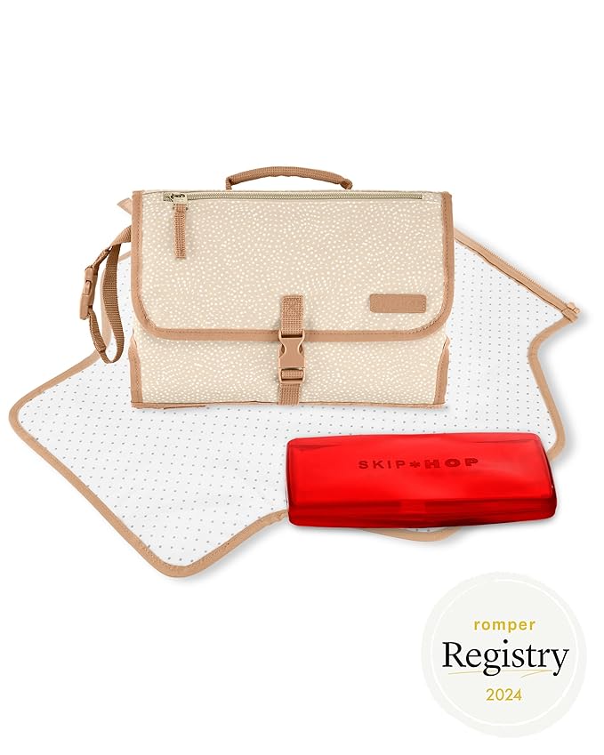 Skip Hop Portable Baby Changing Pad, Pronto, Beige Swirl Dot