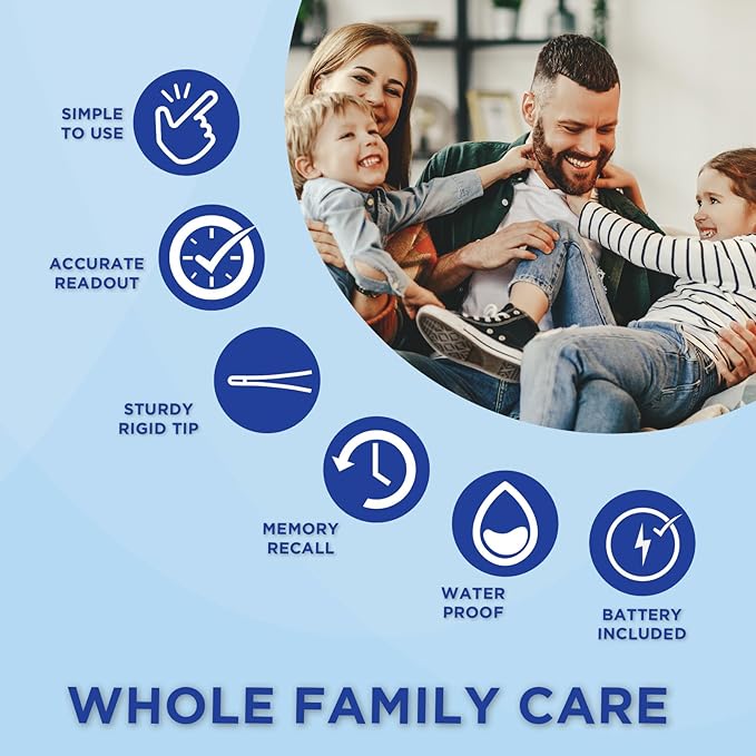 Veridian Digital Thermometer | 60-Second Readout | Fever Alert + Memory Recall| Clinical Rigid Tip | Hygienic Water-Resistant Easy Cleaning | Storage Case + Probe Covers Included