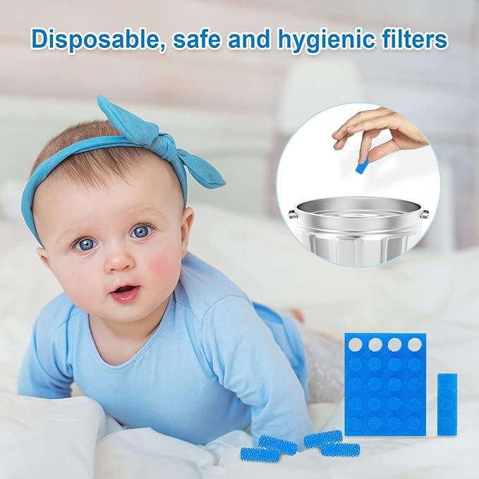 Baby Nasal Aspirator with 24 Filters , Baby Nose Sucker for Toddler, Compatible with Dr. Noze Best NozeBot Electric Baby Nasal Aspirator, Soft Silicone Tip, BPA-Free