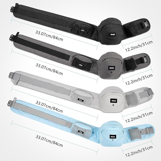 HKAI Baby Hip Carrier,Baby Carrier with Adjustable Waistband & Breathable Mesh, Ergonomic Carrier with Non-Slip Hip Seat Surface for Newborns & Toddlers (Light Blue)