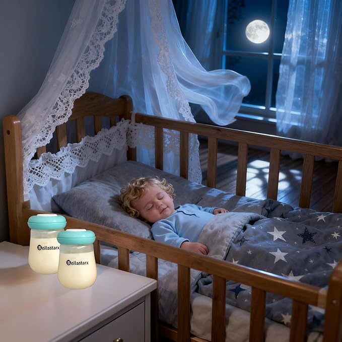 Glass Breast Milk Storage Bottles-Wide Neck Breastmilk Storage with Lids, Breast Milk Storage Containers for Fridge,BPA-Free (Blue,6oz(pack of 4))