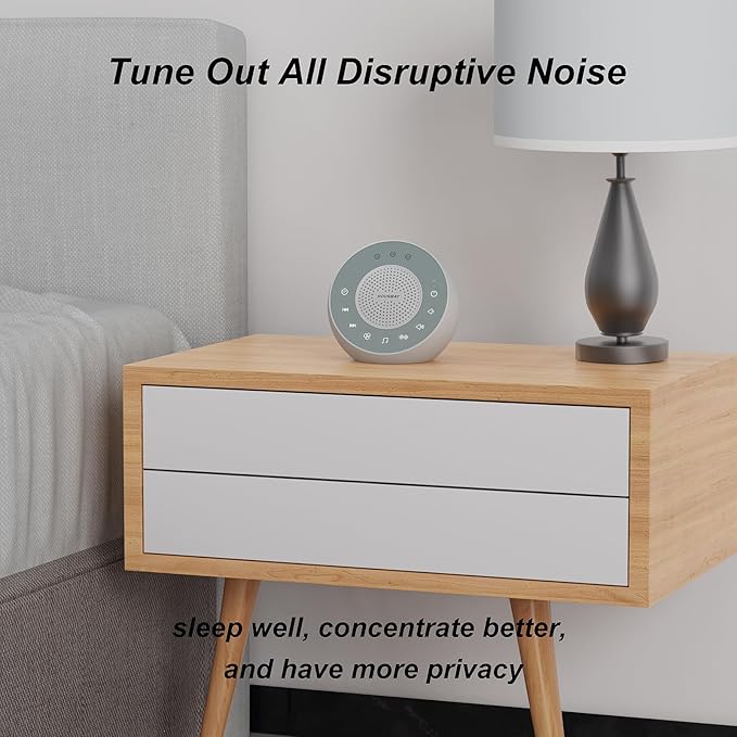 Housbay White Noise Sound Machine, 31 Soothing Sounds, 5W Loud Stereo Sound, Sleep Timer, Small Travel Sleep Machine & Noise Canceling for Sleeping, Relaxation-Gray