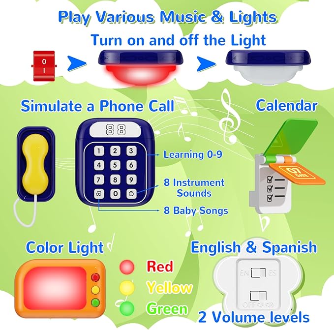 Montessori Toys for 1 Year Old Boy Girl, Musical Montessori Busy Board for 12-18 Month Age, Educational Montessori Toy for Toddlers 1-3, Birthday Gift for 1+ Year Old Boy Girl