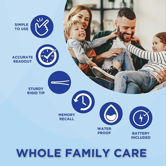 Veridian Digital Thermometer | 60-Second Readout | Fever Alert + Memory Recall| Clinical Rigid Tip | Hygienic Water-Resistant Easy Cleaning | Storage Case + Probe Covers Included