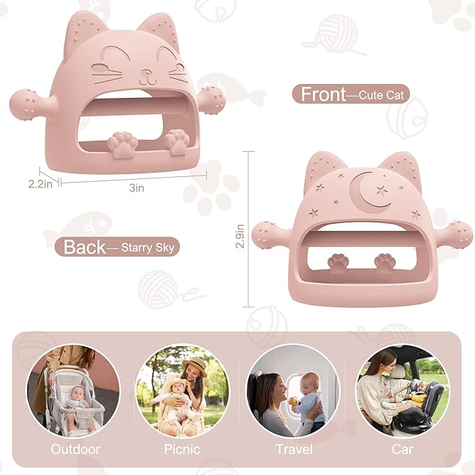 3 Pack Silicone Baby Teether Toys for 0-6 Months - Never Drop Chew Toys for Teething Relief, Pacifiers - Ideal Baby Shower Gifts