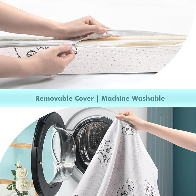 WEVFGHI Pack and Play Mattress, 38x26 Pack n Play Mattresses with Removable Washable Cover, Non-Slip & Breathable Memory Foam Playpen Mattress for Baby Toddler