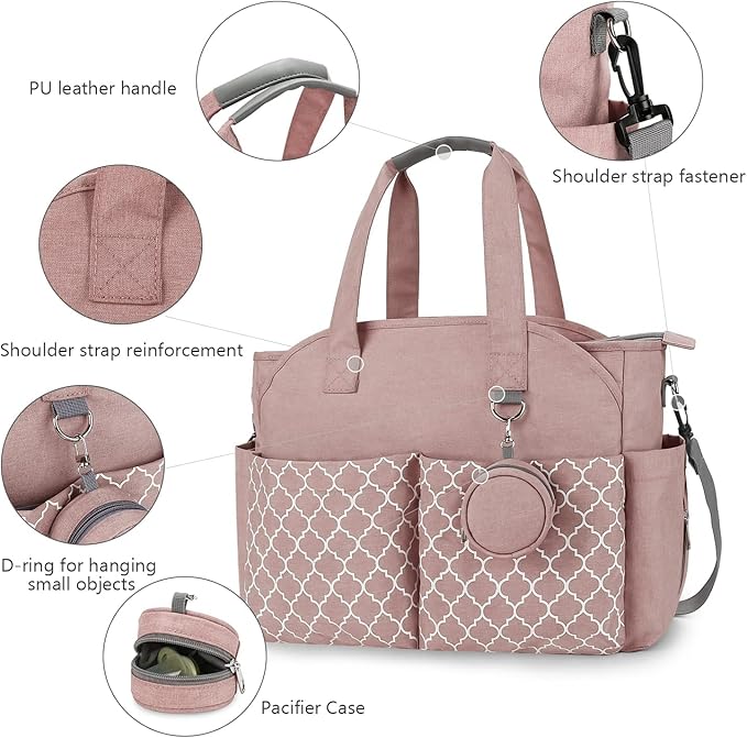 Diaper Bag Tote Large Multi-Function Baby Changing Bag for Mom with Changing Station Travel Nappy Bag for Women
