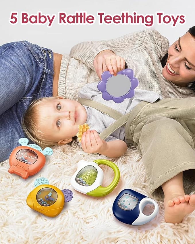 dearlomum Baby Play Mat Baby Gym,Funny Play Piano Tummy Time Baby Activity Mat with 5 Infant Sensory Baby Toys & 2 Baby Book Toys, Boy & Girl Gifts for Newborn 0 to 3 6 9 12 Months(Pink), Medium