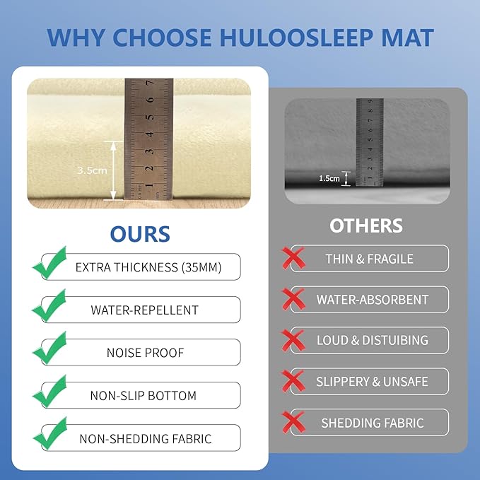 Huloo Sleep Baby Play Mat for Floor, 1.3" Thick Elasti-Foam 50x50 Playpen Mat for Toddlers Infant Kids,Water-Repellent Soft Velvet for Tummy Time, Non-Slip Backing for Crawling, Tatami Style(Vanilla)