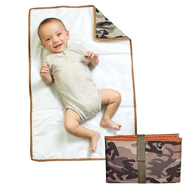 J.L. Childress Full Body Portable Changing Pad for Babies - Diaper Changing Mat for Travel, Baby Accessory Essentials, Wipeable & Water-Resistant, Foldable & Compact, Extra Large - Natural Camo