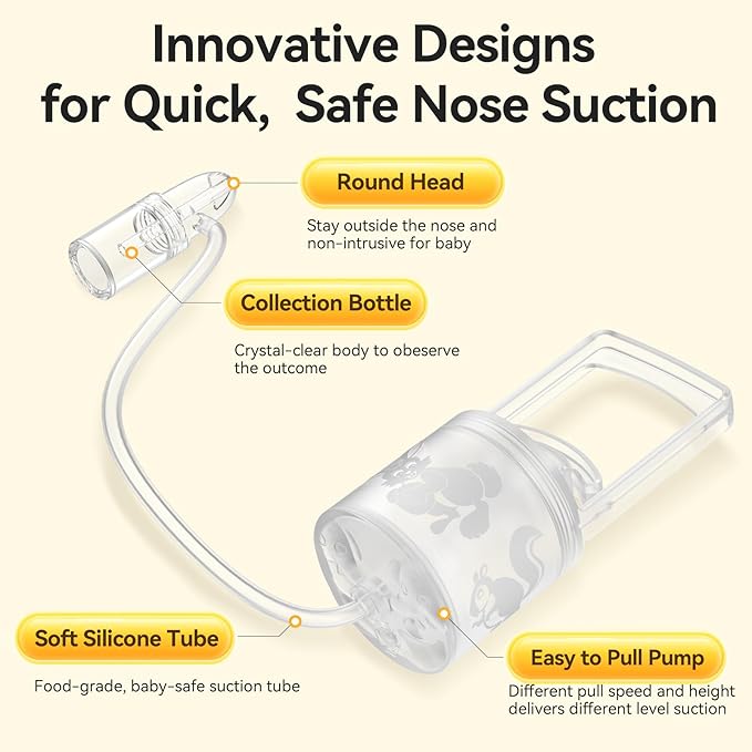 Nasal Aspirator for Baby and Toddler Nose Clearing with Hand Pump and Non-Invasive Tip for Quick, Quiet Suction, Co-Branded with CHIBOJI