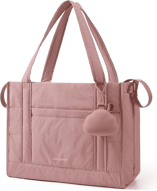 BAGSMART Diaper Bag Tote Puffer, Hospital Bag for Labor Delivery with Pacifier Case, Lightweight Baby Bag for Travel, Work | Multifunctional, Insulated Pockets, Water Resistance