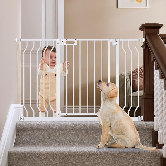 Mom's Choice GROWNSY Baby Gate, 30.5"-53" Auto-Close Dog Gate for Stairs & Doorways, Pressure-Mounted Easy Install Baby Gate - No Drill, Walk Through, Safe & Durable