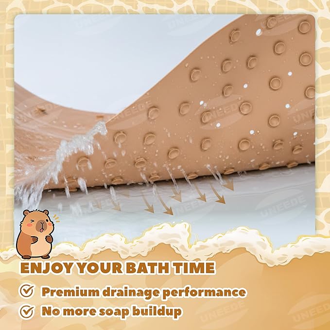 UNEEDE Kids Bathtub Mat Non Slip Shower Mat for Toddlers, Washable Anti Slip Tub Surface, Soft Rubber Mat for Bathtub Shower, Waterproof Bathtub Essentials for Children