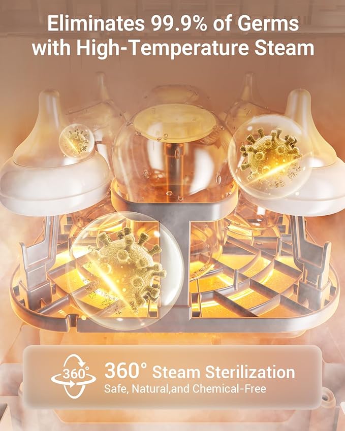 Bear Bottle Washer Pro, Baby Bottle Washer and Sterilizer and Dryer - All in One Machine for Bottles, Pump Parts & Baby Essentials with 90 Detergent Tablets - Effortless, Time-Saving