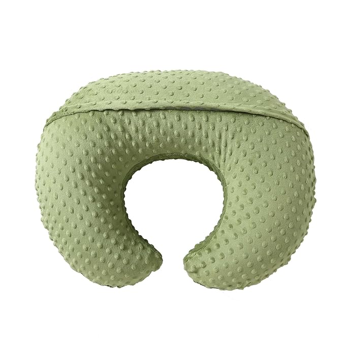 QUENESS Nursing Pillow and Positioner, Breastfeeding, Bottle Feeding, Baby Sitting Support with Removable Ultra Soft Cover, Tummy Time Support for Baby Boys and Girls (Sage)