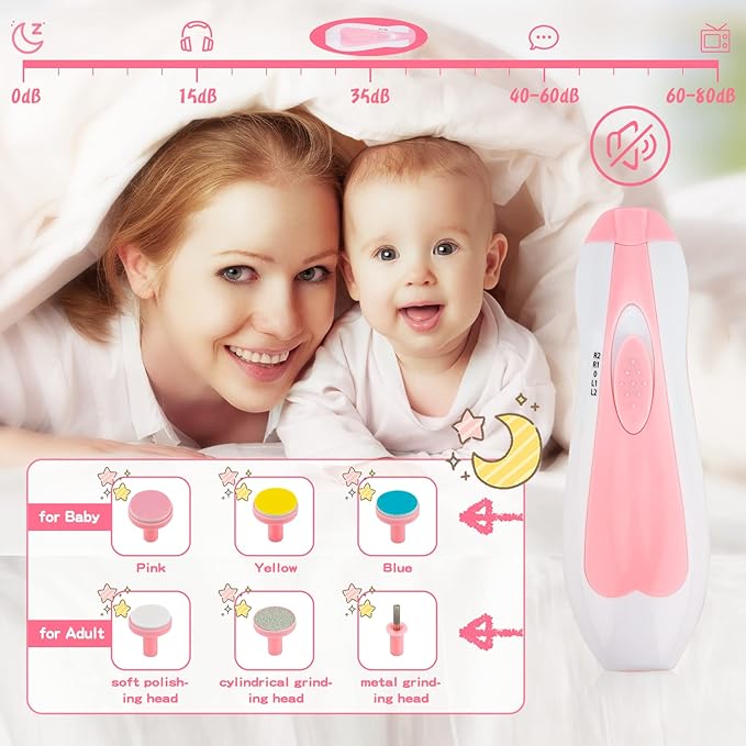Infant Grooming Essentials: Electric Safety Nail Trimmer, Nasal Aspirator, Hair Brush, Comb, Nail Clipper (27 Piece Safety Care Set for Newborns - Pink)