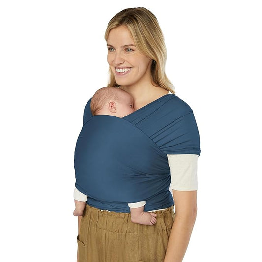 Ergobaby Sustainable Knit Aura Baby Carrier Wrap for Newborn to Toddler (8-25 lbs) - Comfortable, Ergonomic, & Ultra-Soft Newborn Wrap Carrier - One Size Fits Most - Rayon, Twilight Navy