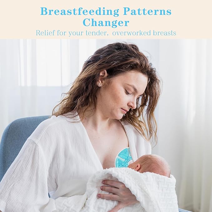 Hot/Cold Breast Gel Ice Packs Breast Cooling/Heat Pads Relief for Breastfeeding, Nursing Pain, Mastitis, Engorgement, Swelling, Plugged Ducts | Boost Milk Let-Down & Production,2 Pack (Blue)