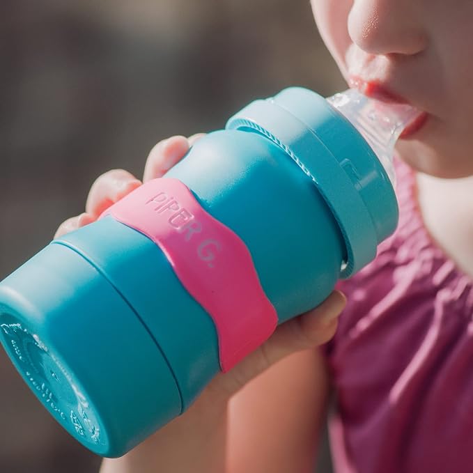 InchBug Orbit Labels Baby Bottle and Water Bottle Silicone Name Bands – Personalized Reusable Label Set for Daycare, Sippy Cups, Preschool, Elementary School, Dishwasher Safe, 4-Pack (Nautical Navy)