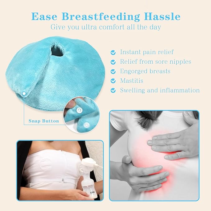 Hot/Cold Breast Gel Ice Packs Breast Cooling/Heat Pads Relief for Breastfeeding, Nursing Pain, Mastitis, Engorgement, Swelling, Plugged Ducts | Boost Milk Let-Down & Production,2 Pack (Blue)