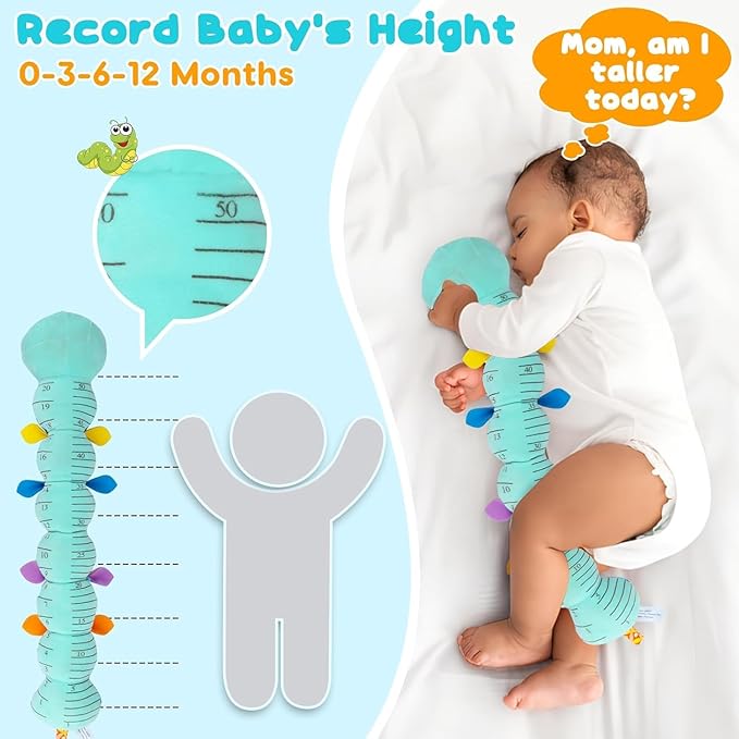 Baby Tummy Time Toys 0-6 Month Musical Stuffed Animal Plush Caterpillar Toy for Infant 6-12 Month Teething Sensory Toy with Crinkle Rattle Babies 0-3-6 Month Newborn Boy Girl Birthday