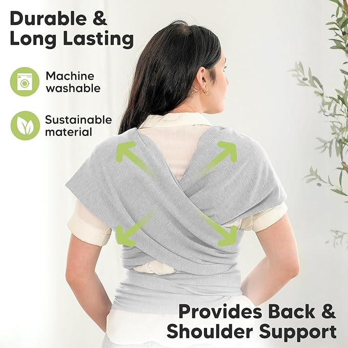 KeaBabies Baby Wrap Carrier - All in 1 Original Baby Carrier Newborn to Toddler Sling, Easy to Wear, Hands Free Bonding, Lightweight, Breathable Infant Wraps (Light Heather)