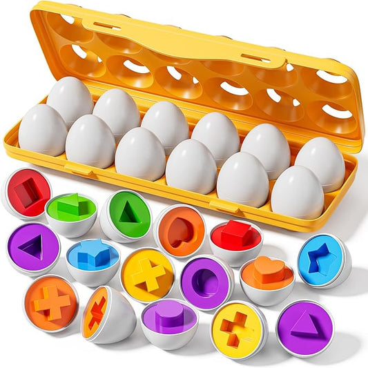 Matched Eggs Toddler Toys 1 2 3 4 Year Old - Shape Color Sorting Games, Kids Easter Eggs, Toddler Sensory Toys, Preschool Educational Boy Toy, Gifts for Baby 6-12 Months+