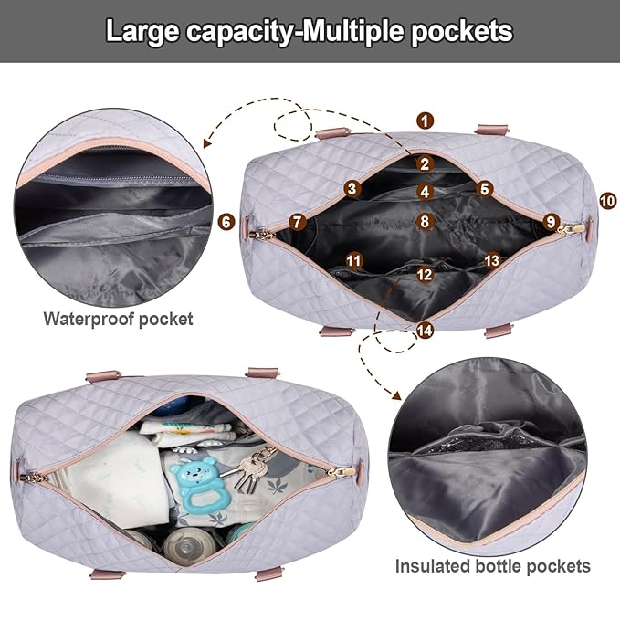 LOVEVOOK Diaper Bag Tote with Pacifier Case and Changing Pad, Large Capacity Mommy Bag for Hospital and Weekender Travel, Functional Baby Bags Newborn Baby Essential