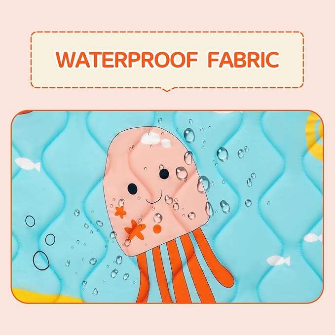 TreeBud Baby Play Mat - Thicken 50x50 Inch Soft Foam Crawling Mat for Playpen & Floor, Non-Slip Waterproof Playmats for Infants & Toddlers, Portable Foldable & Machine Washable, Ocean World