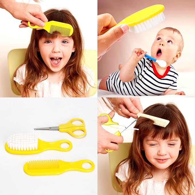 Baby Healthcare and Grooming Kit, 21pcs Baby Electric Nail Trimmer Set Newborn Nursery Health Care Set for Newborn Infant Toddlers Baby Boys Girls Kids Haircut Tools (21 Kits Yellow)