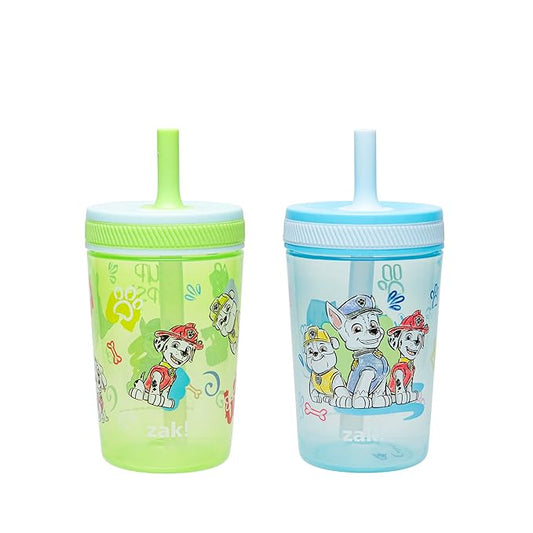 Zak Designs PAW Patrol Kelso Toddler Cups For Travel or At Home, 15oz 2-Pack Durable Plastic Sippy Cups With Leak-Proof Design is Perfect For Kids (Chase, Marshall, Rubble, & More)
