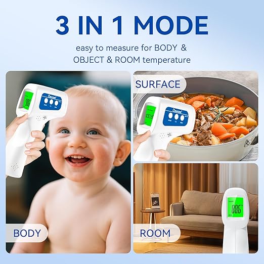 Berrcom 3-in-1 Contactless Infrared Forehead Thermometer for Fever Check | for Babies, Kids & Adults | 2-Pack | Batteries Included | JXB-178 (White)