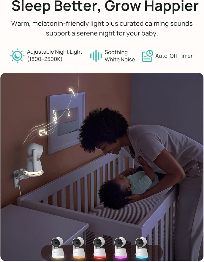 Dr.Care LumiView Plus Smart WiFi Baby Monitor with 2 Cameras - 5.5" 1080P Split Screen & 2K Camera, Privacy Mode, Cry & Motion Alerts, 5000mAh Removable Battery, RGB Night Light, HD Night Vision