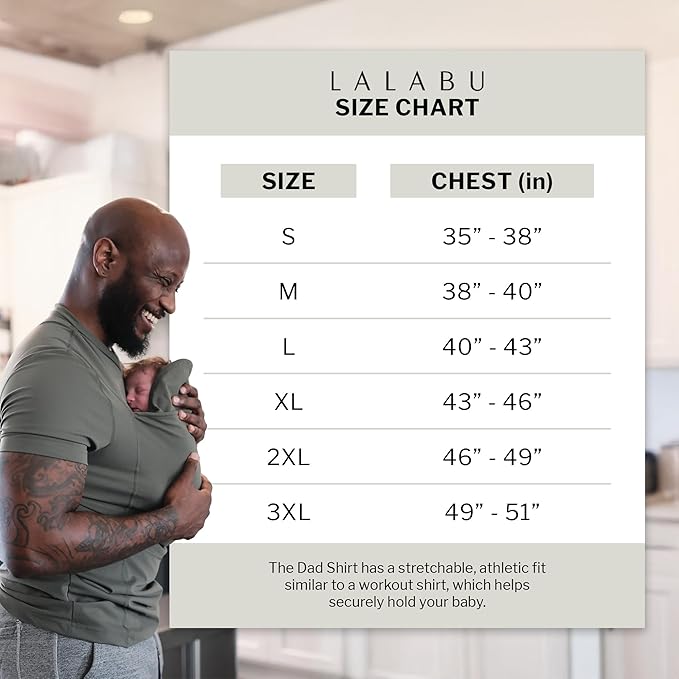 Lalabu Long-Sleeve Dad Shirt - Baby Wraps Carrier for Dad with Hand-Free Patented Pouch - Engineered for Bonding, Safety, & Comfort for Newborns Up to 15 Lbs. - CPSC Compliant