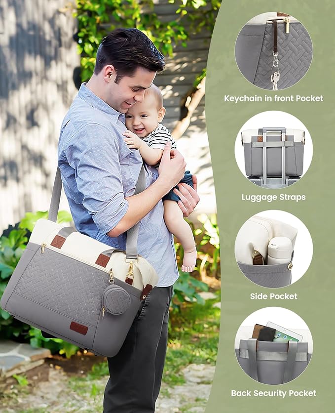 LOVEVOOK Diaper Bag Tote, Large Baby Diaper Bag Waterproof Travel Diaper Tote with Changing Pad