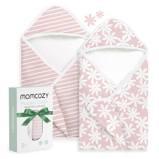 Momcozy Baby Towel with Hooded - Ultra Soft & Absorbent Large Bath Towel Set for Comfort & Gentle on Baby's Skin - Shower Gift & Bath Essential & Baby Registry Search for Newborn,Infant,Toddler,Kids