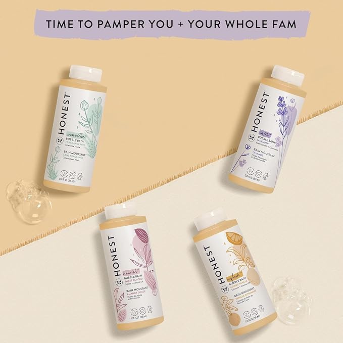 The Honest Company Foaming Bubble Bath, Naturally Derived, Tear-free, Hypoallergenic, Citrus Vanilla Refresh, 12 fl oz