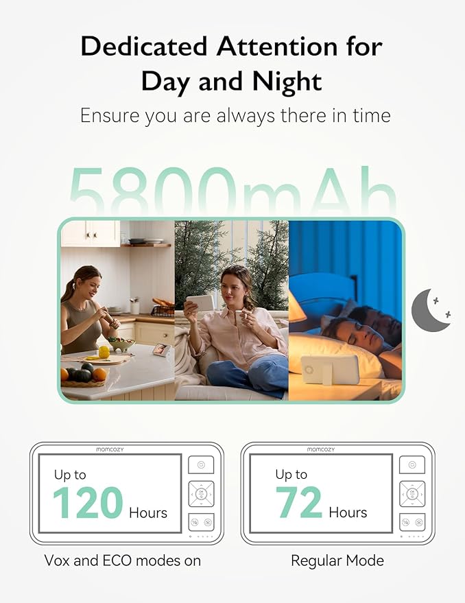 Momcozy Baby Monitor with 2 Cameras 5.5" 1080P Full HD Split Screen Video Baby Monitor with Camera and Audio, No WiFi 5800mAh Battery, ECO, VOX, Clear Night Vision 1640ft Range (SD Card not Included)