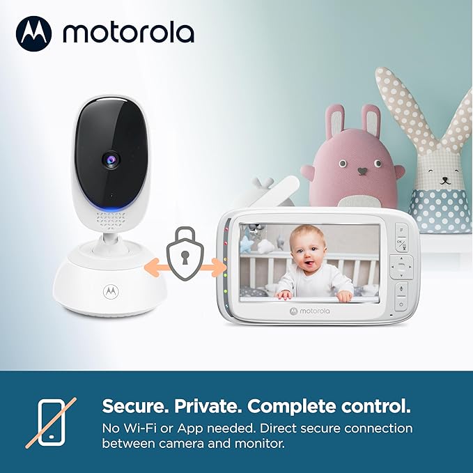 Motorola Nursery VM75 Video Baby Monitor Camera, 480x272p, 1000ft Range 2.4 GHz Wireless 5" Screen, 2-Way Audio, Temperature Sensor, Night Vision (Renewed)