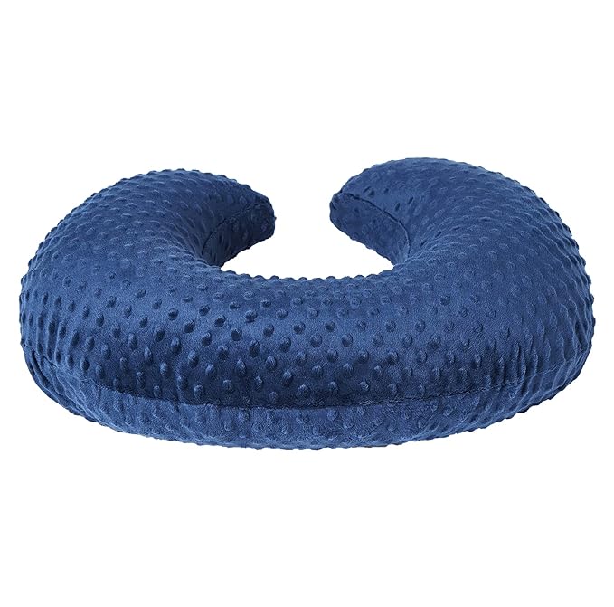 QUENESS Nursing Pillow and Positioner, Breastfeeding, Bottle Feeding, Baby Sitting Support with Removable Ultra Soft Cover, Tummy Time Support for Baby Boys and Girls (Estate Blue)