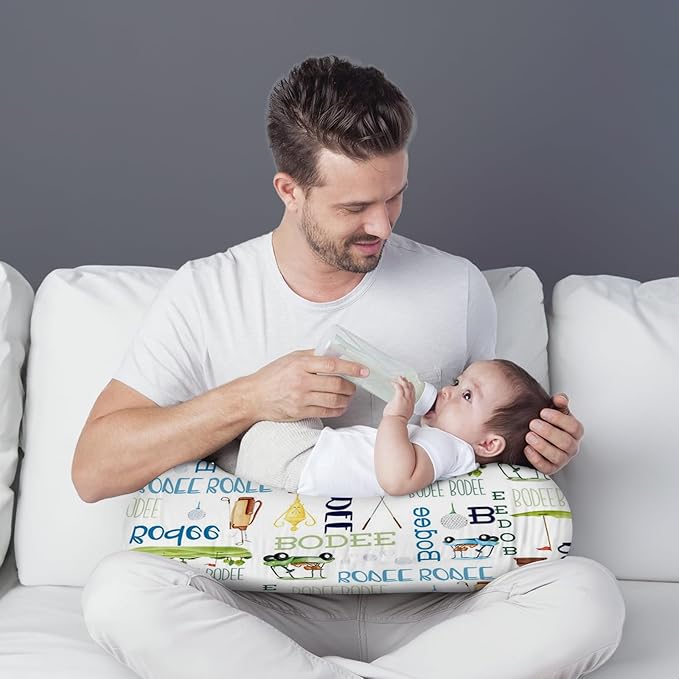 Rucekia Baby Nursing Pillow Cover - Personalized Name Golf Theme Breastfeeding U-Shaped for Bottle Feeding, Ultra Soft Comfortable Breastfeeding Pillow Cover for Infant Baby Boys and Girls