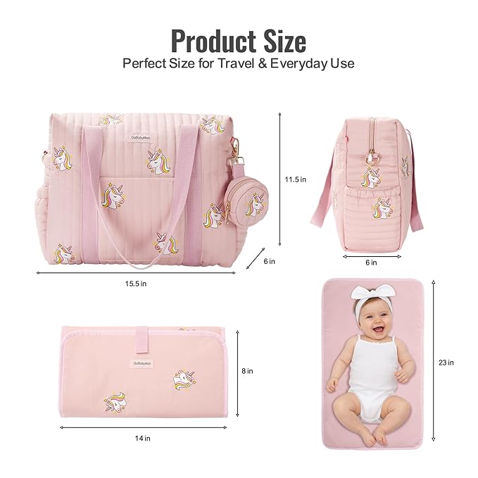 3pc Diaper Bag Tote Set, Hospital Bag for Labor & Delivery, Maternity Travel Bag with Changing Pad & Pacifier Case