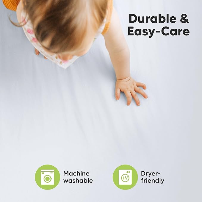 2-Pack Mini Crib Sheets Fitted - 38x26 Pack N Play Sheets for Pack and Play Mattress, Organic Cotton, Soft & Breathable Playard Bedding, Neutral Mini Toddler Bed Cover for Boys, Girls (Cove)