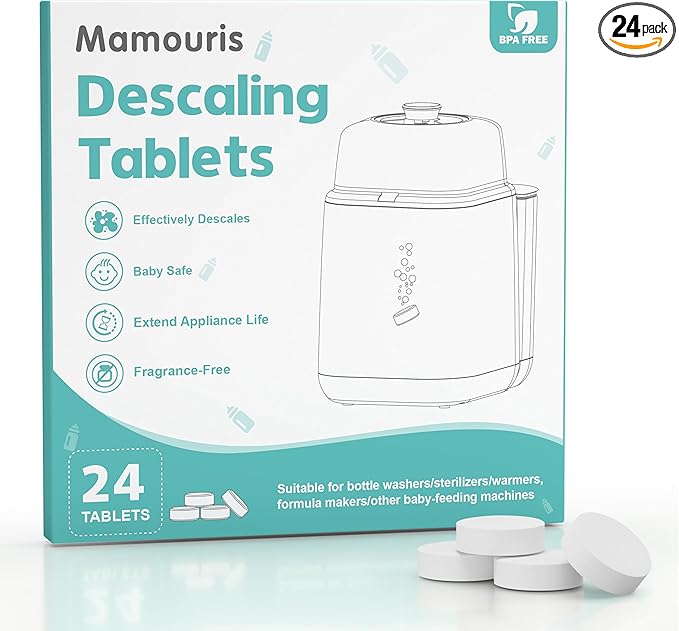 Descaling Tablets for Baby Bottle Washer, Compatible with Baby Brezza, Momcozy, Papablic Bottle Washer, Warmer, Sterilizer & Formula Maker, 24 Count Detergent Tablets