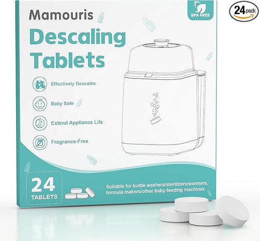 Descaling Tablets for Baby Bottle Washer, Compatible with Baby Brezza, Momcozy, Papablic Bottle Washer, Warmer, Sterilizer & Formula Maker, 24 Count Detergent Tablets