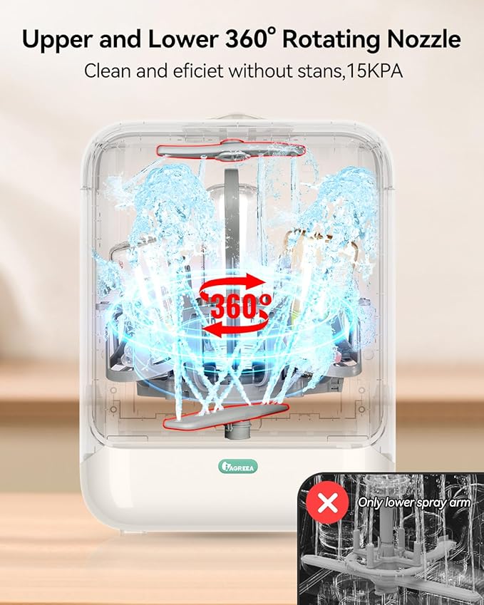 IAGREEA Baby Bottle Washer, Sterilizer and Dryer, All-in-One Pro Cleaning Machine for Bottles, Pump Parts & Baby Essentials, Effortless Care, Replaces Hand Washing, BPA-Free, 72-hour Storage