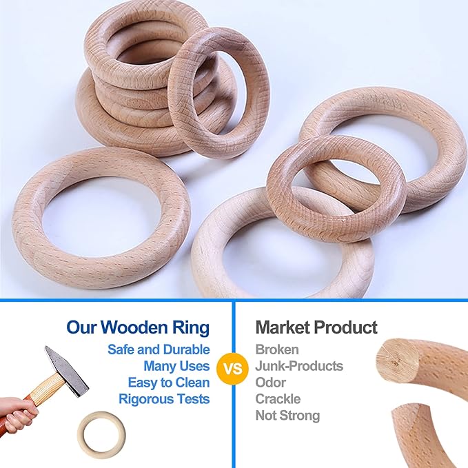 Arudyo Baby Teething Toys Silicone Teethers BPA Free Silicone Rudder with Wooden Ring Soothe Babies Gums (Ocean)